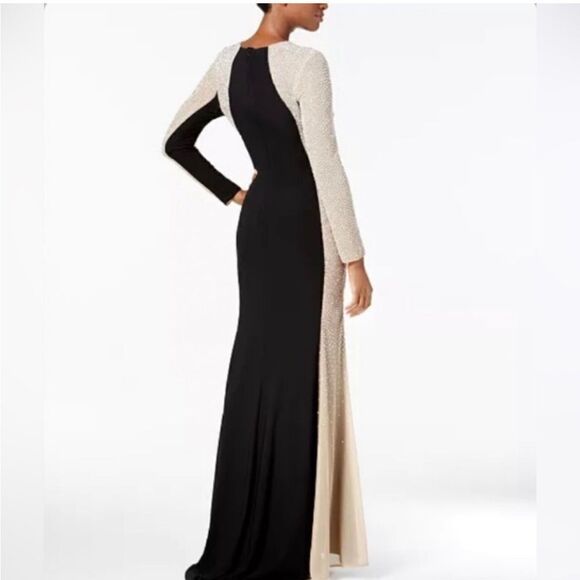 XSCAPE 4053XP Rhinestone Block Illusion Gown Black/Nude Size 6P $309 - Picture 3 of 8
